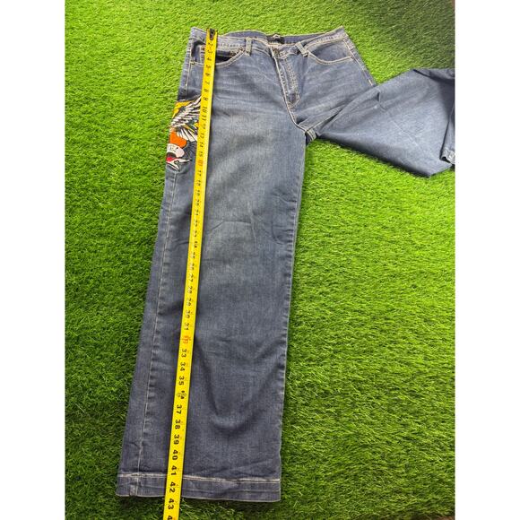 Ed Hardy Brave Hearts Eagle Wide Leg Denim Jeans W34 Y2K VTG Embroidered Graphic - Picture 11 of 15